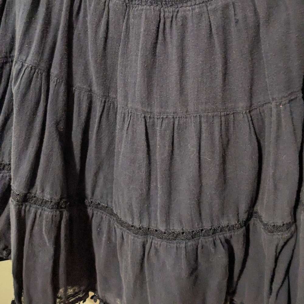 Old Navy Blue Cotton Pom-Pom Trim Gauze Smocked Waist Circle Skirt Size XL - Picture 3 of 8